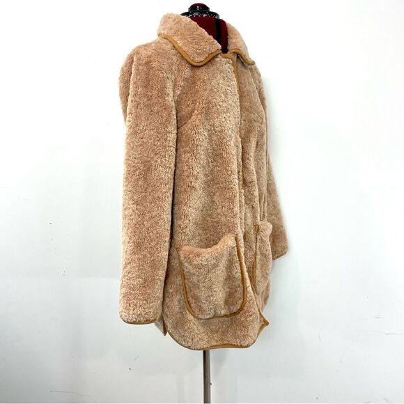 Anthropologie Brown Super Comfy Soft Teddy Coat S Relaxed Fit - Picture 3 of 15